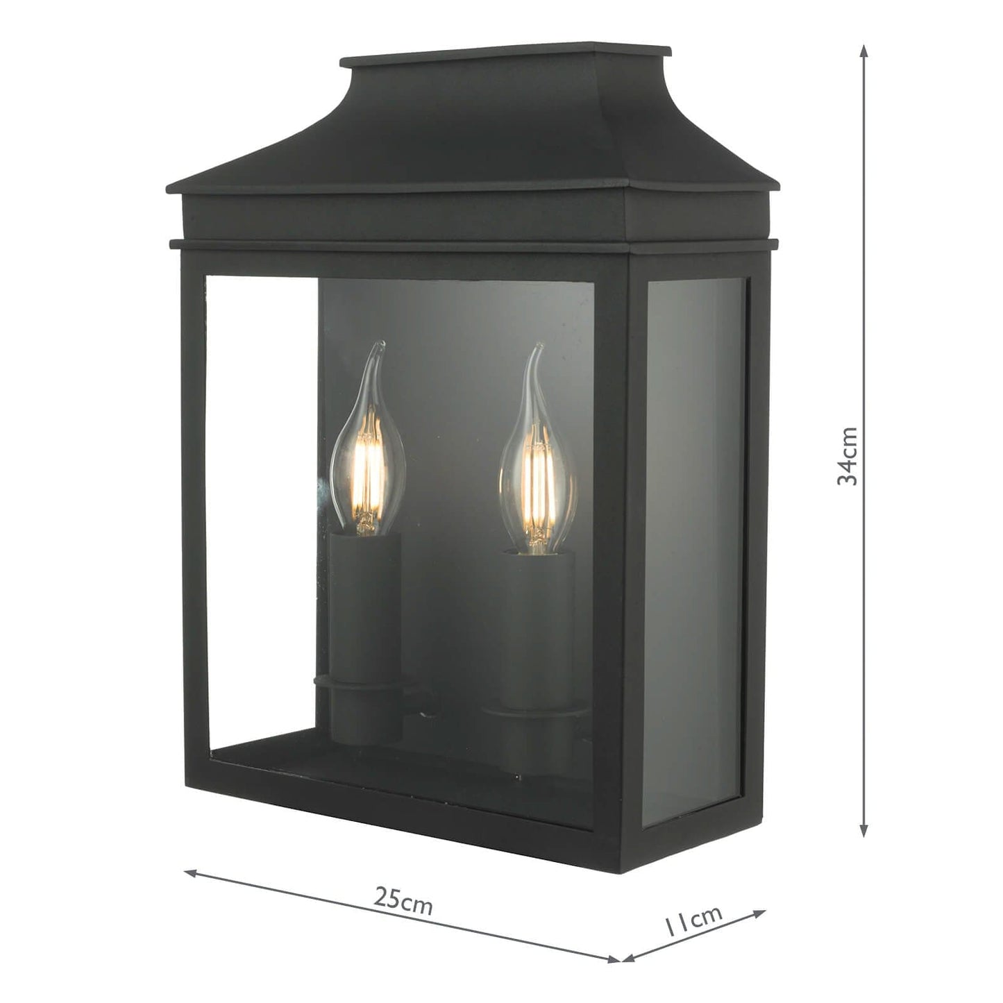 dar lighting Vapour 2 Light Coach Lantern Outdoor Wall Light Matt Black IP44 VAP5022