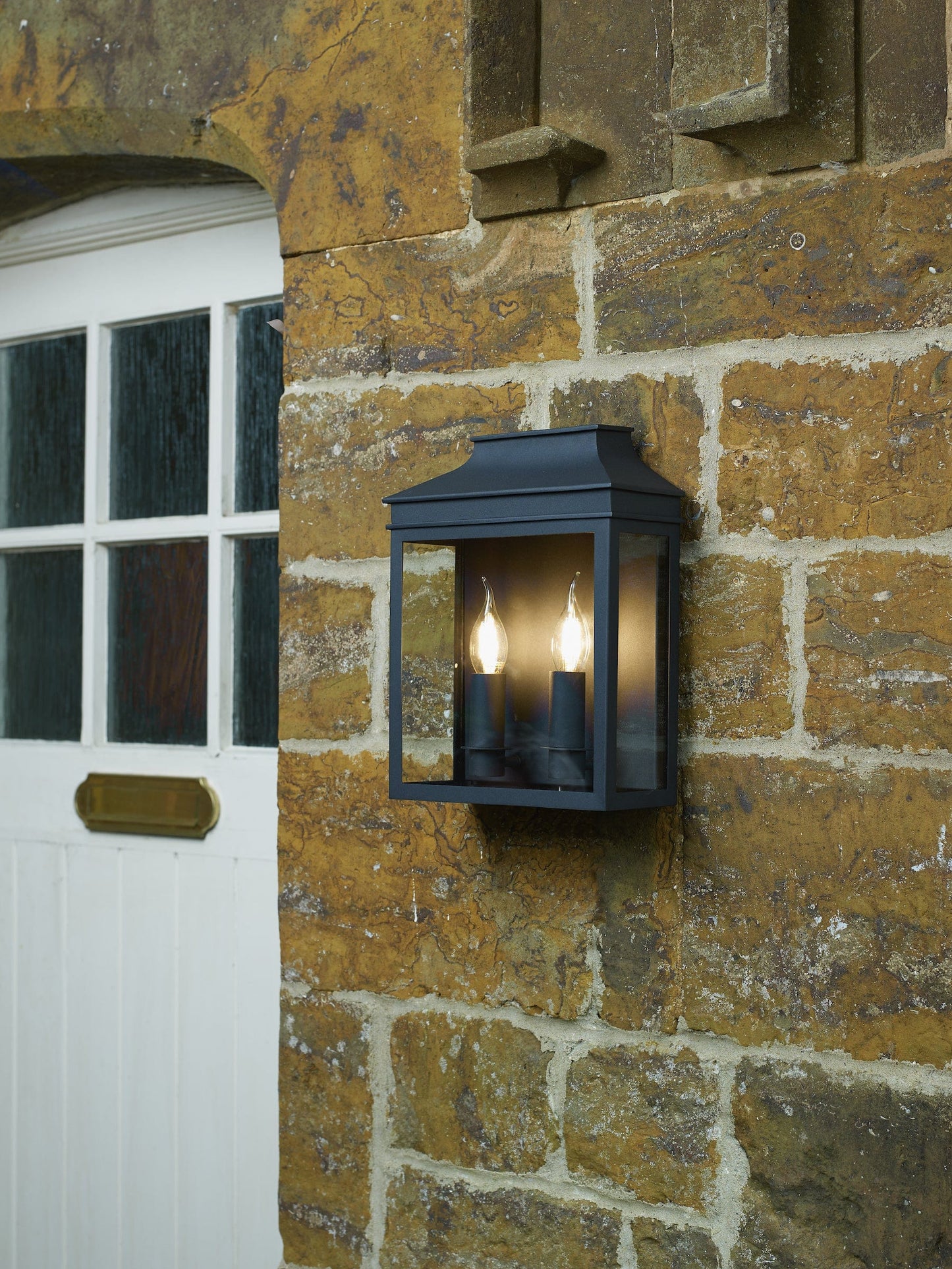 dar lighting Vapour 2 Light Coach Lantern Outdoor Wall Light Matt Black IP44 VAP5022