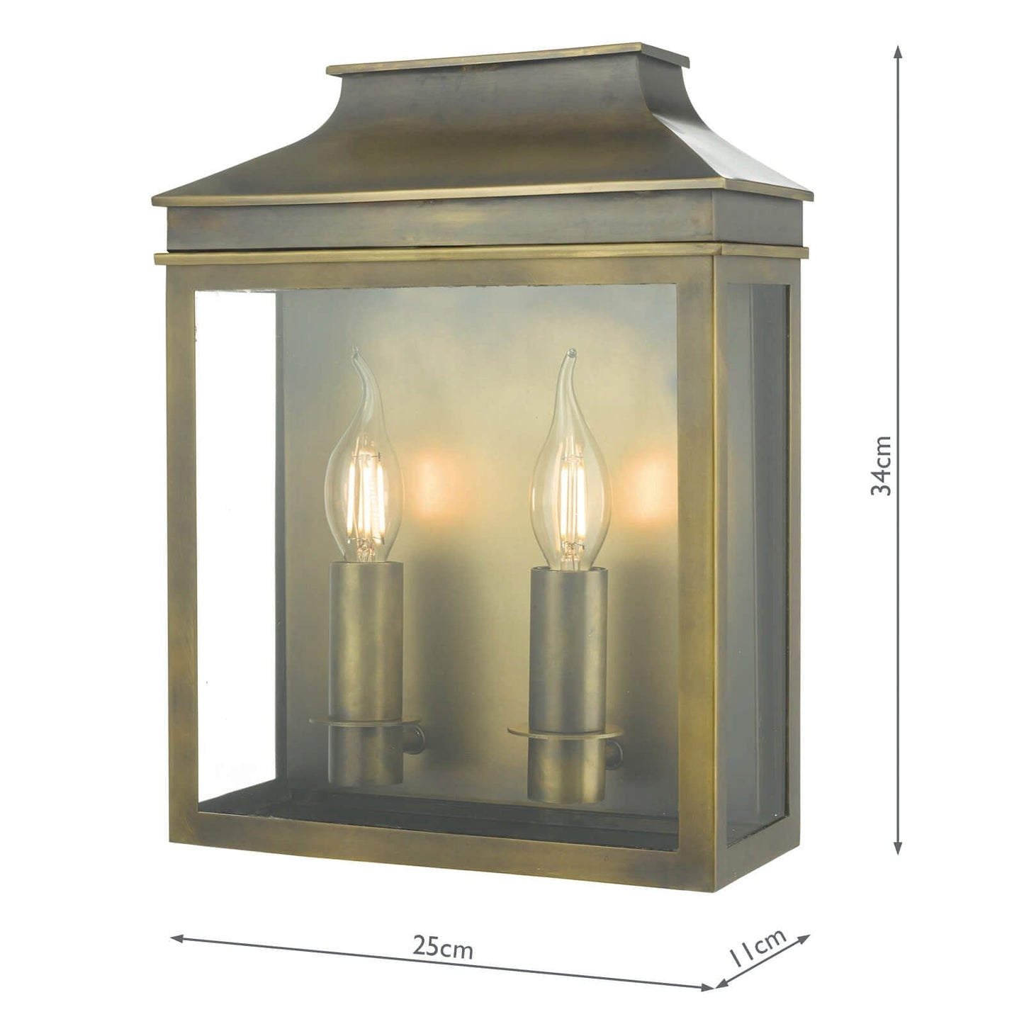 dar lighting Vapour 2 Light Coach Lantern Outdoor Wall Light Weathered Brass IP44 VAP5045