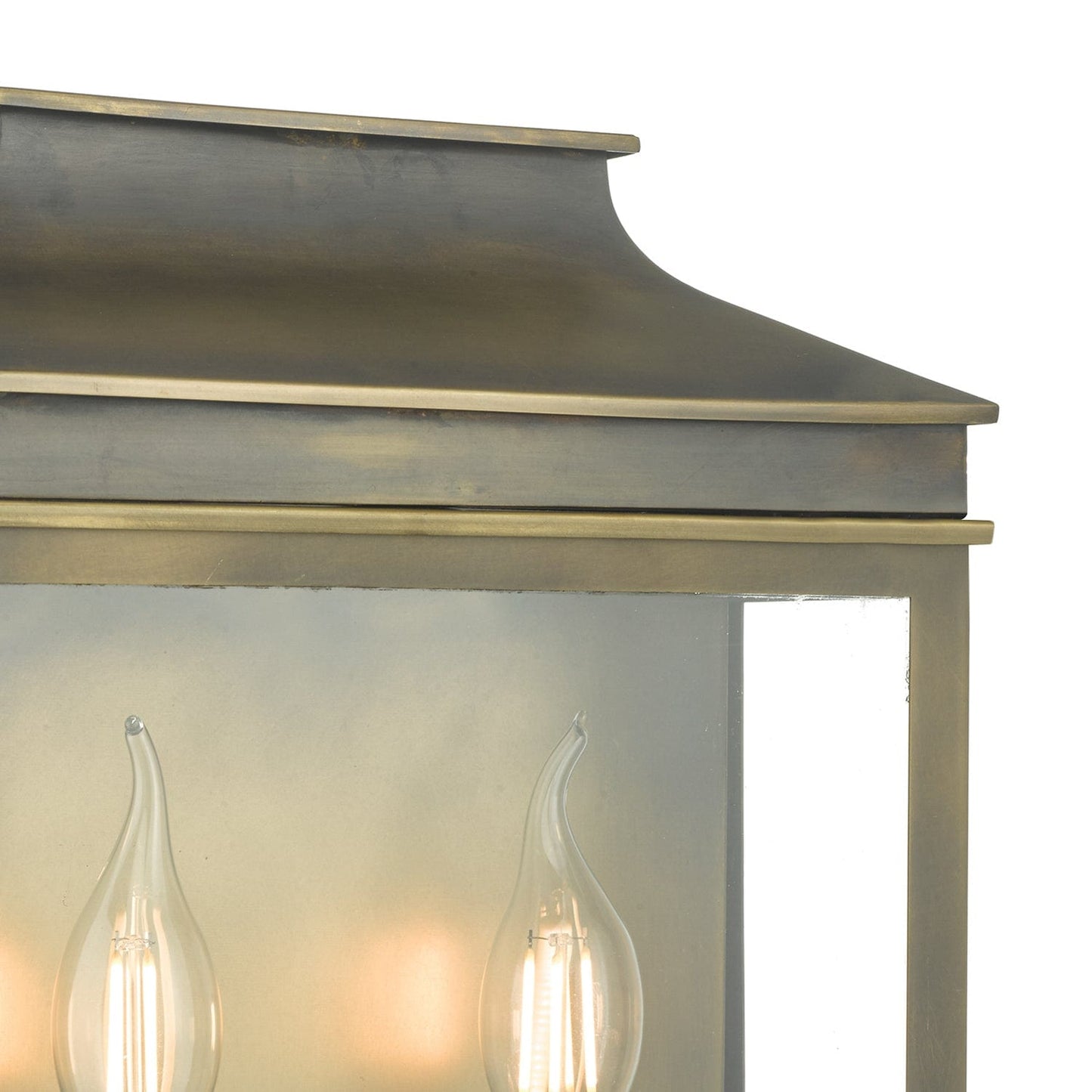 dar lighting Vapour 2 Light Coach Lantern Outdoor Wall Light Weathered Brass IP44 VAP5045