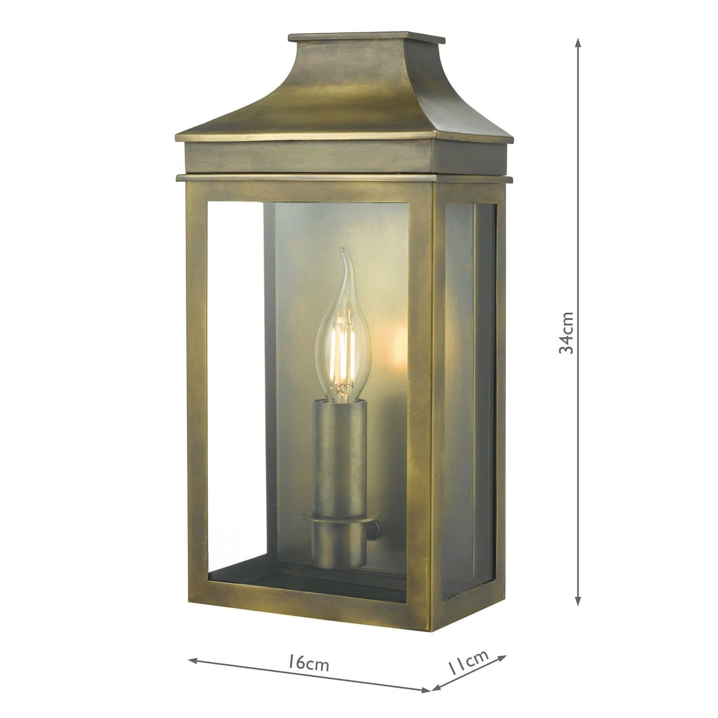 dar lighting Vapour Coach Lantern Outdoor Wall Light Weathered Brass IP44 VAP5245