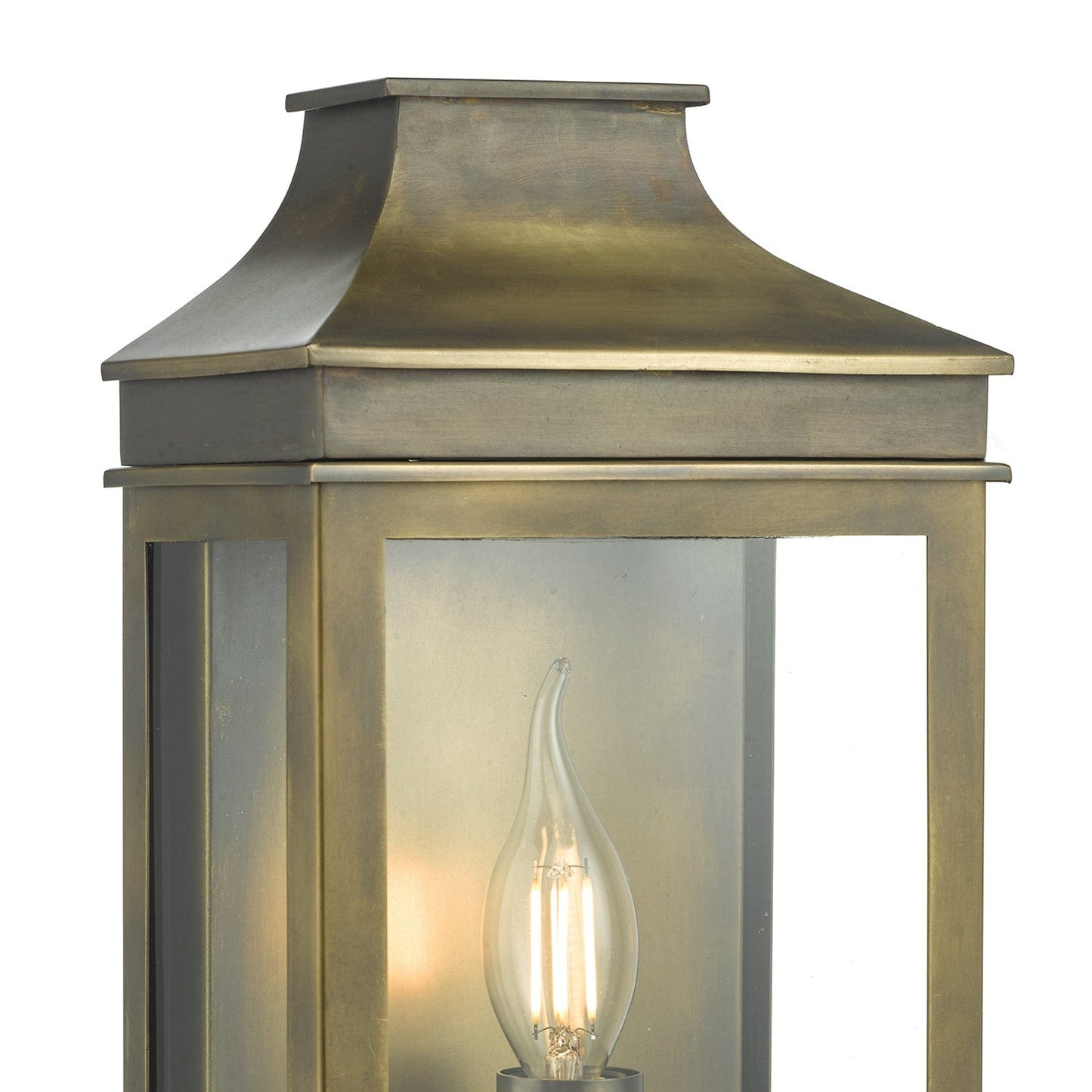 dar lighting Vapour Coach Lantern Outdoor Wall Light Weathered Brass IP44 VAP5245