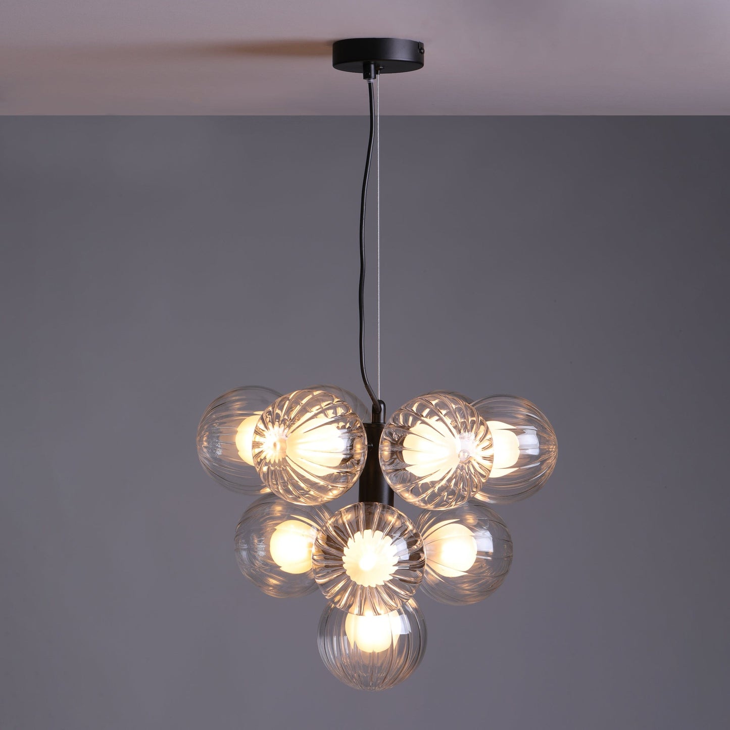 dar lighting Vine 10 Light Pendant Satin Black & Clear/Opal Glass VIN2322-20