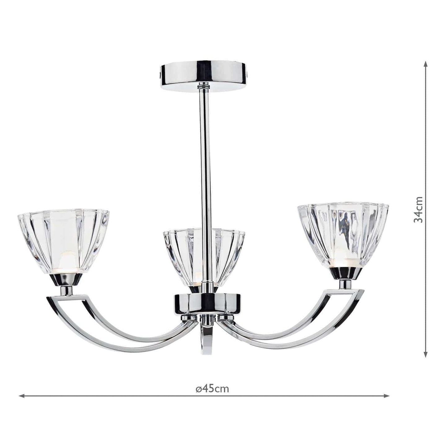 dar lighting Vito 3 Light Semi Flush Polished Chrome VIT0350