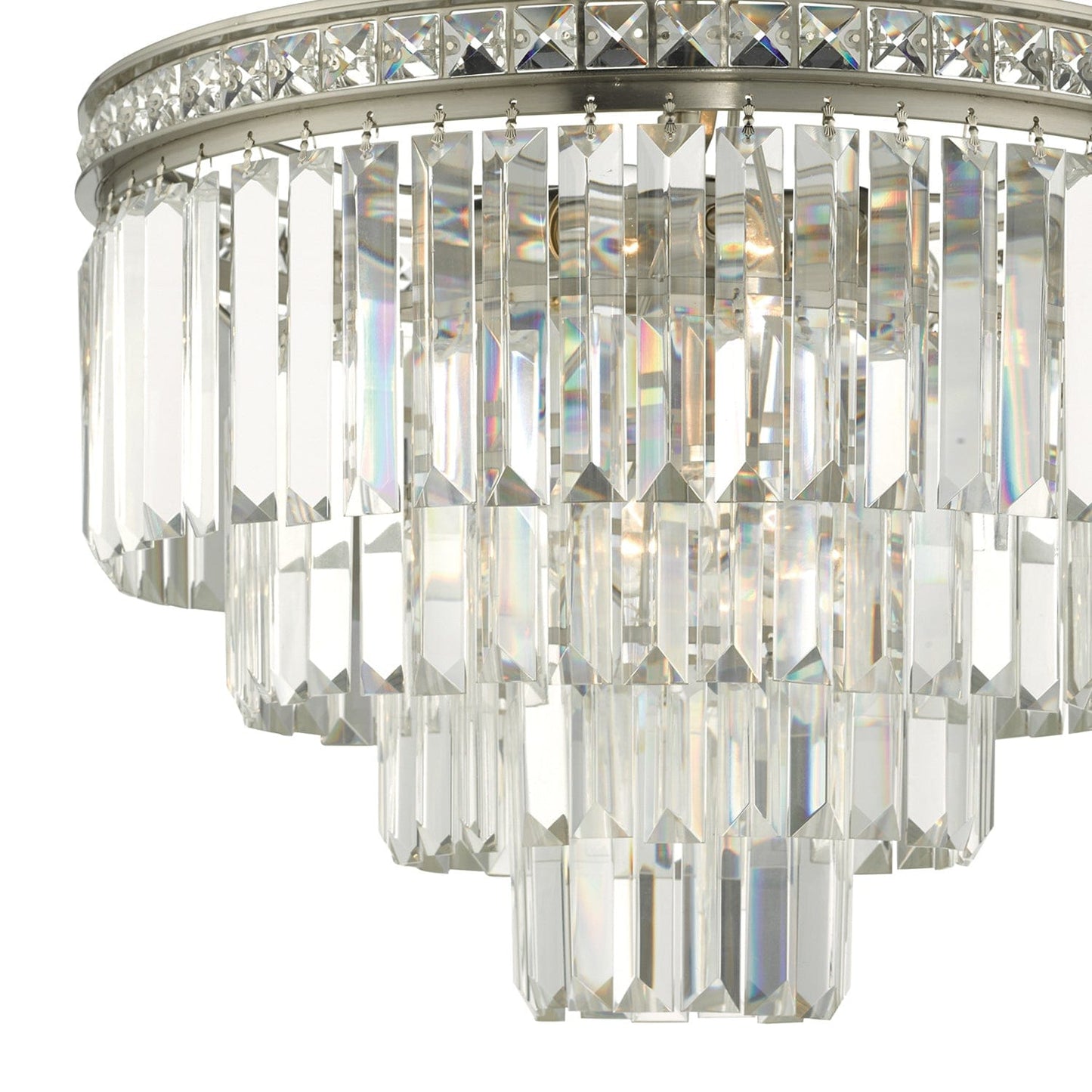 dar lighting Vyana 4 Light 4 Tier Pendant Brushed Nickel and Crystal Droppers VYA0438