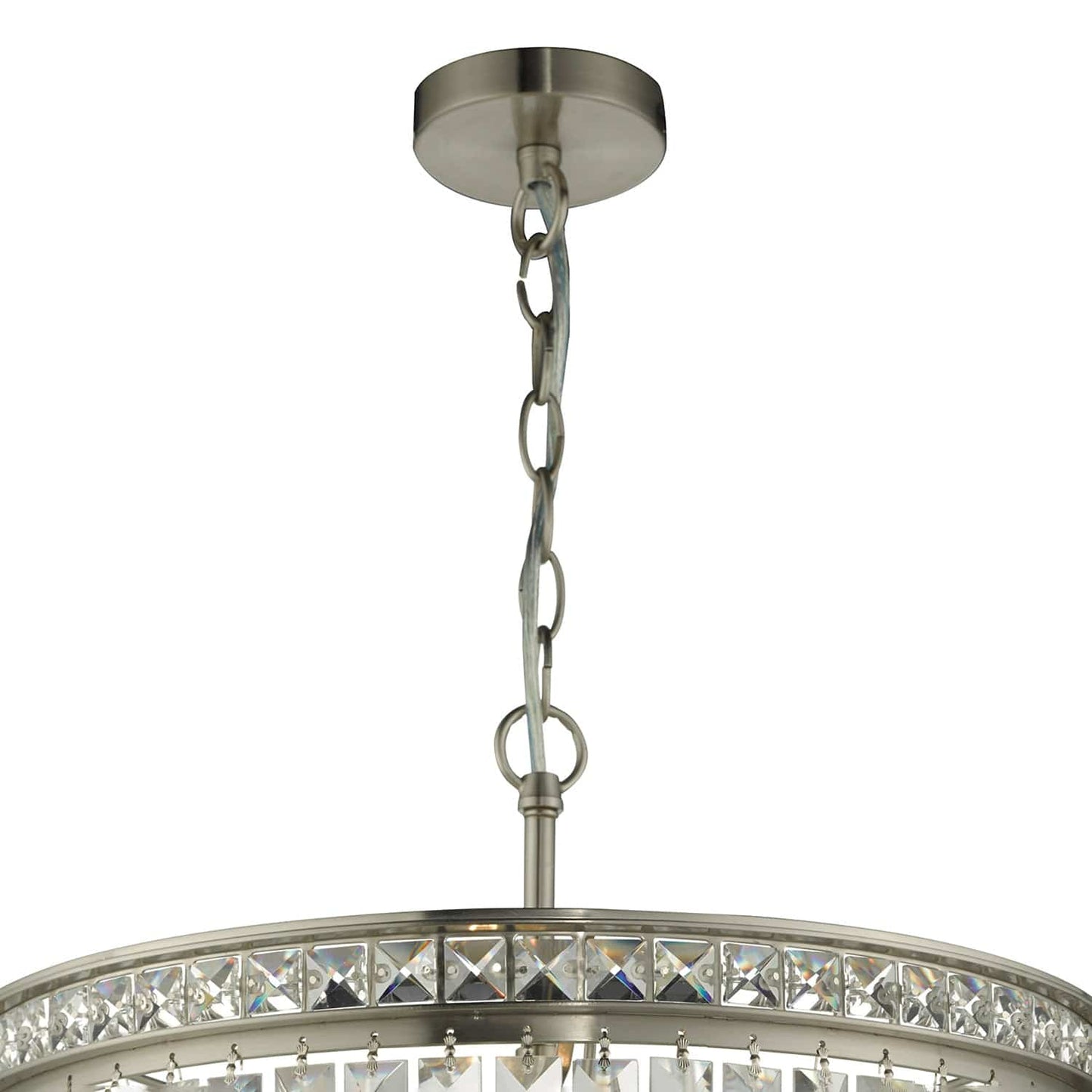 dar lighting Vyana 4 Light 4 Tier Pendant Brushed Nickel and Crystal Droppers VYA0438