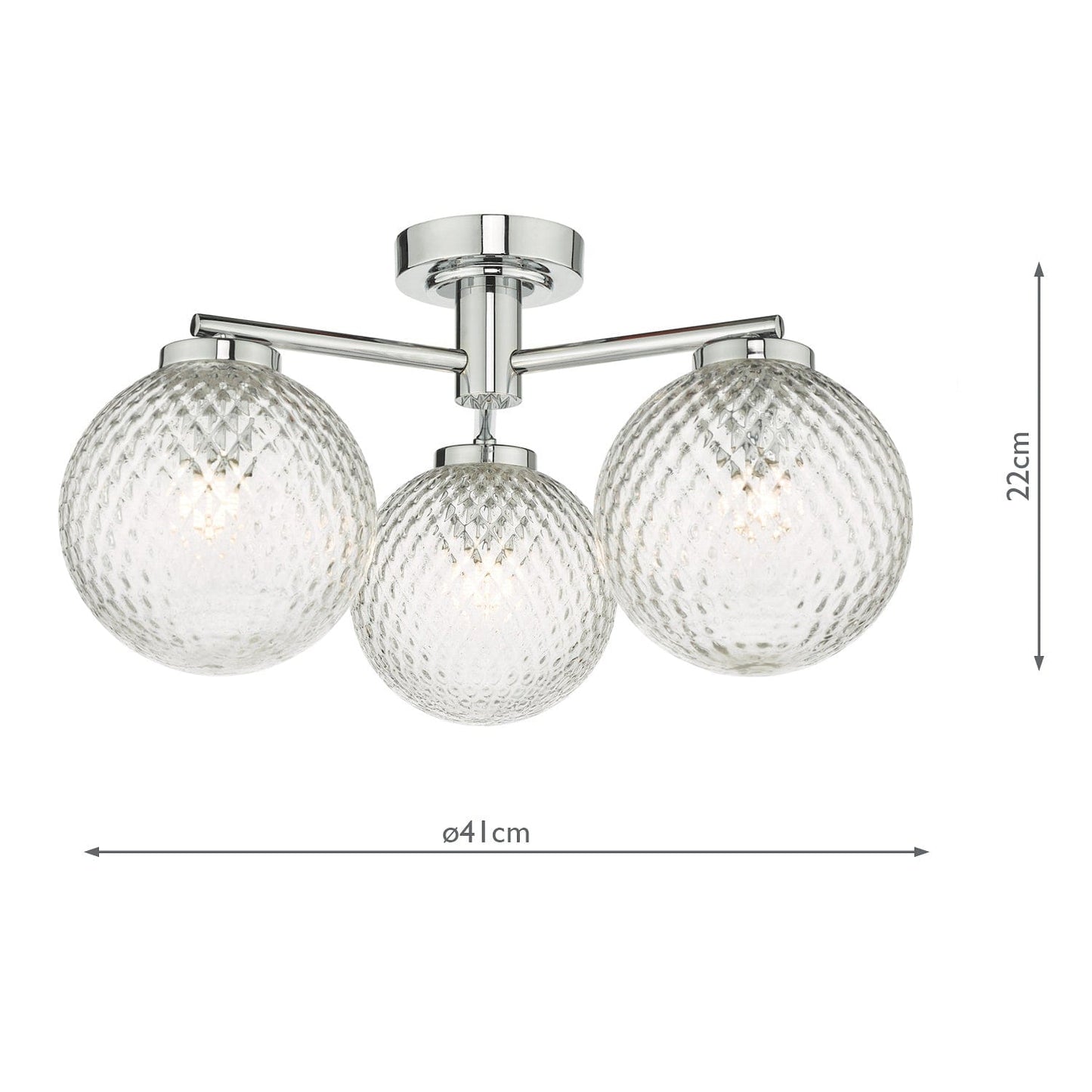 dar lighting Wayne Bathroom 3 Light Semi Flush Polished Chrome Glass IP44 WAY5350