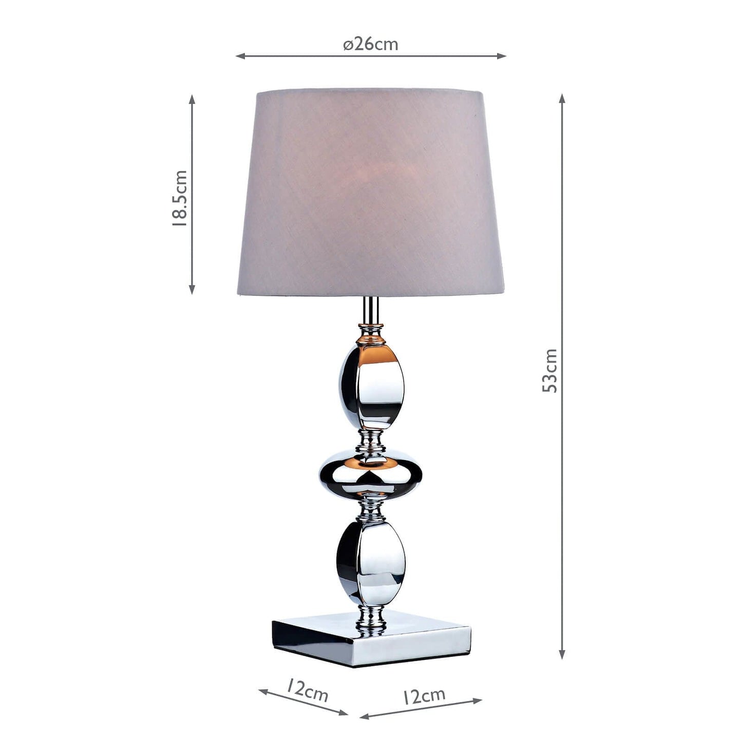 dar lighting Wickford Table Lamp Polished Chrome With Shade WIC4250