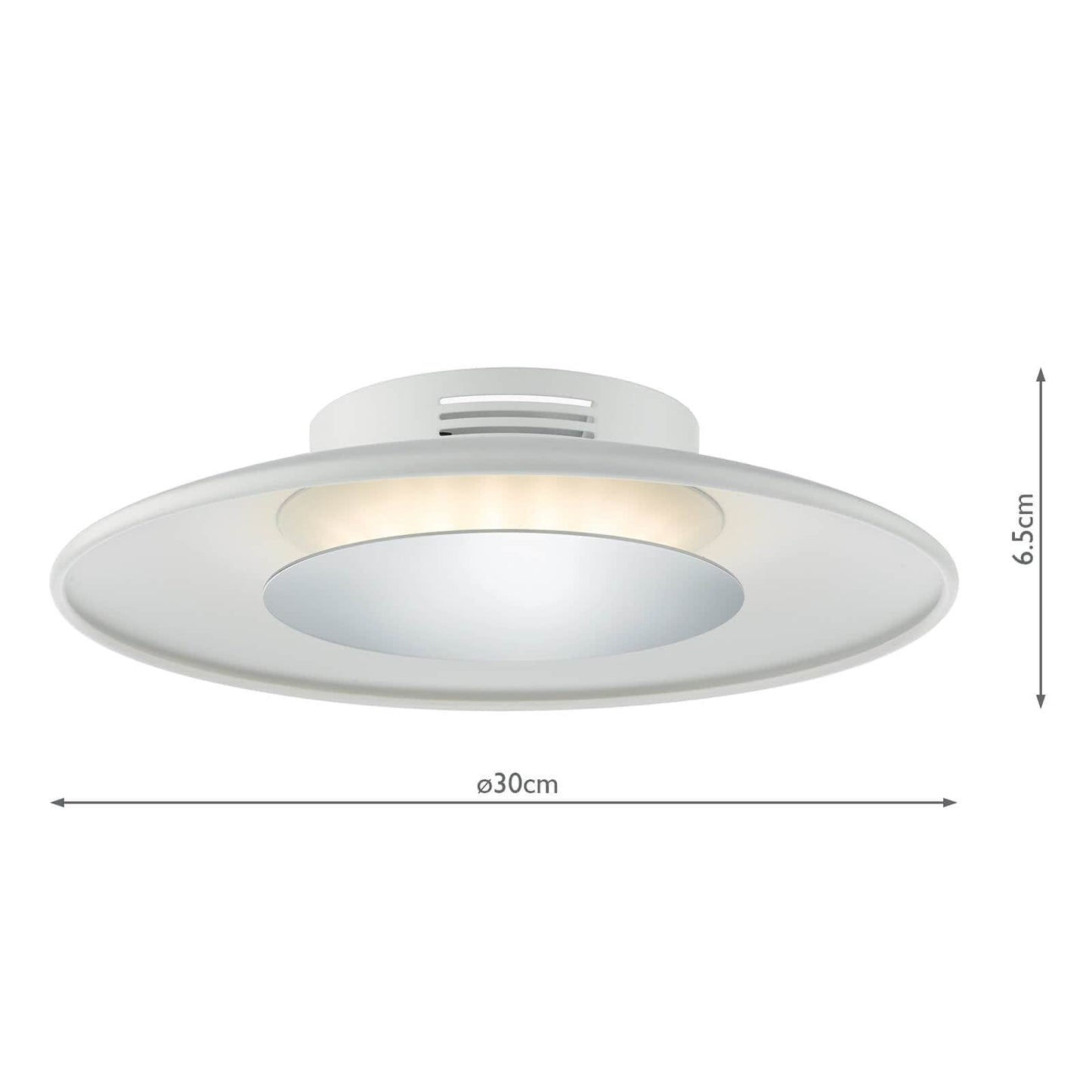dar lighting Worcester Small Flush White & Polished Chrome LED WOR522