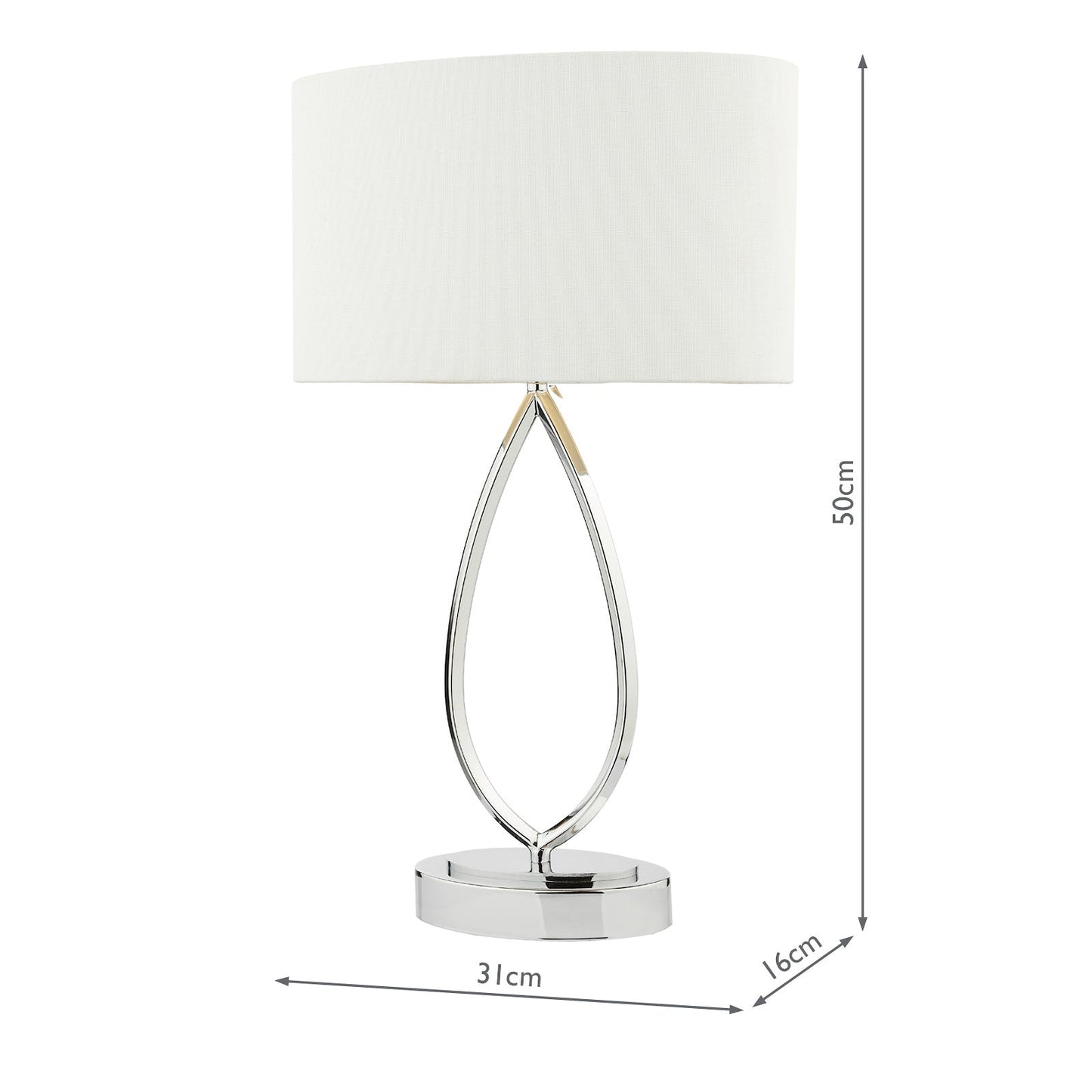 dar lighting Wyatt Touch Table Lamp Polished Chrome With Shade WYA4250