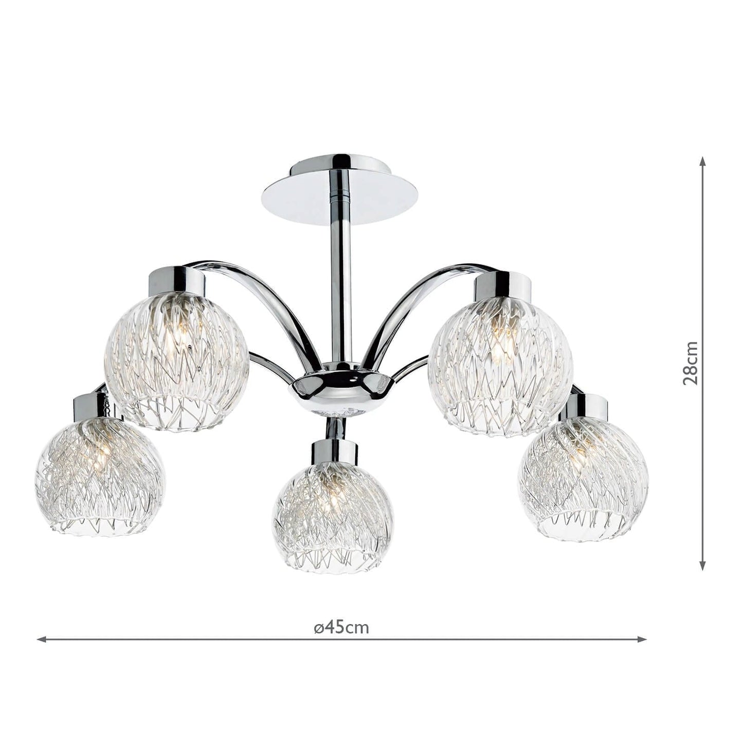 dar lighting Yasmin 5 Light Semi Flush Polished Chrome YAS0550