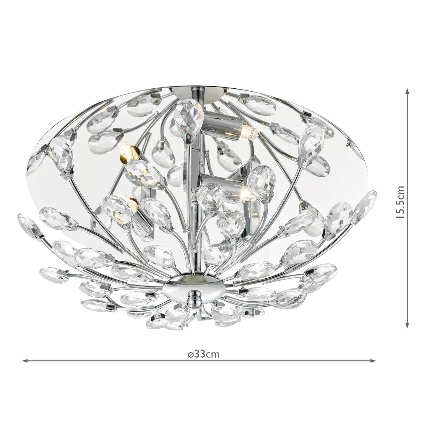 dar lighting Zafir 3 Light Flush Polished Chrome Crystal ZAF5350