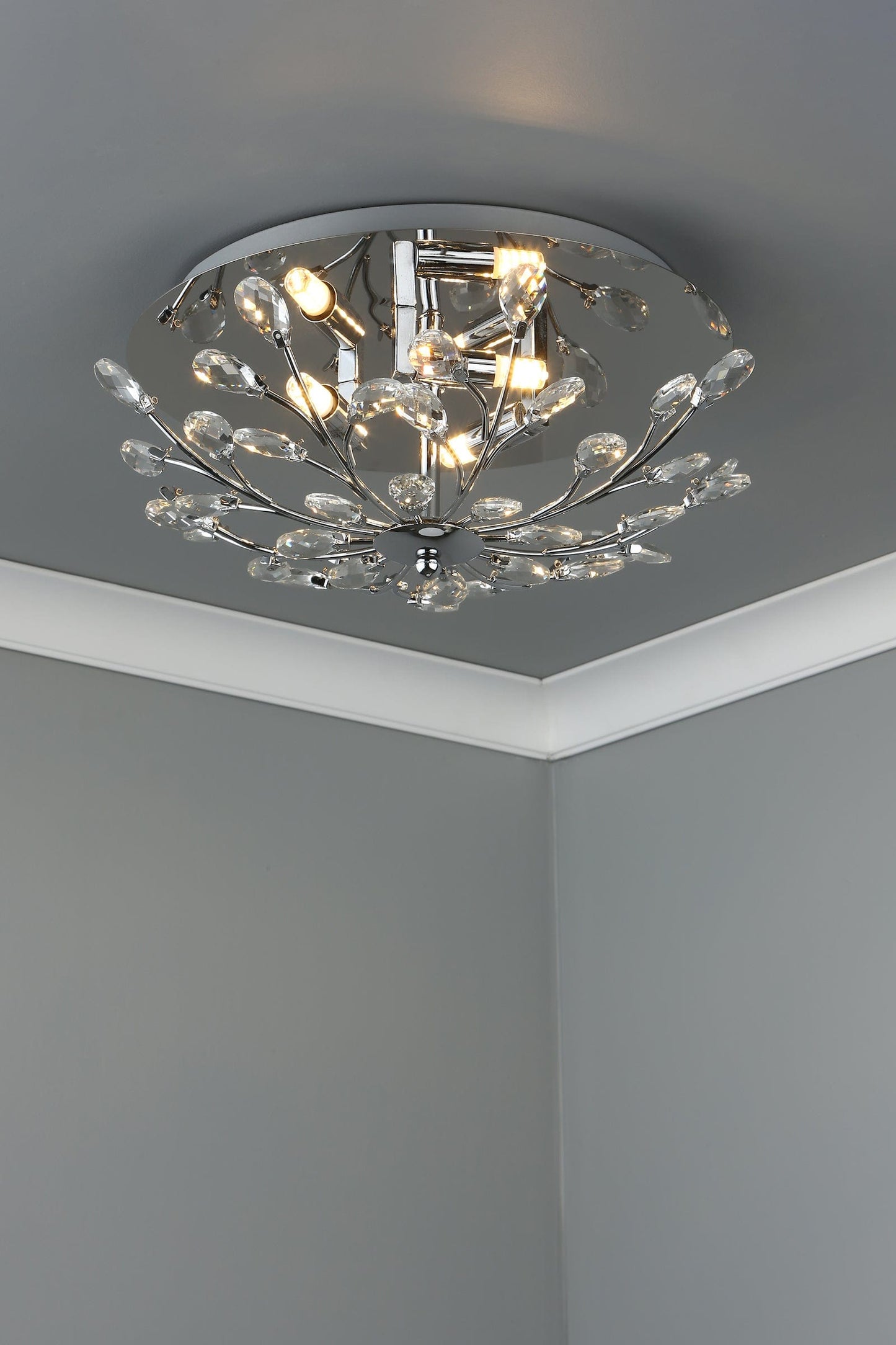 dar lighting Zafir 3 Light Flush Polished Chrome Crystal ZAF5350