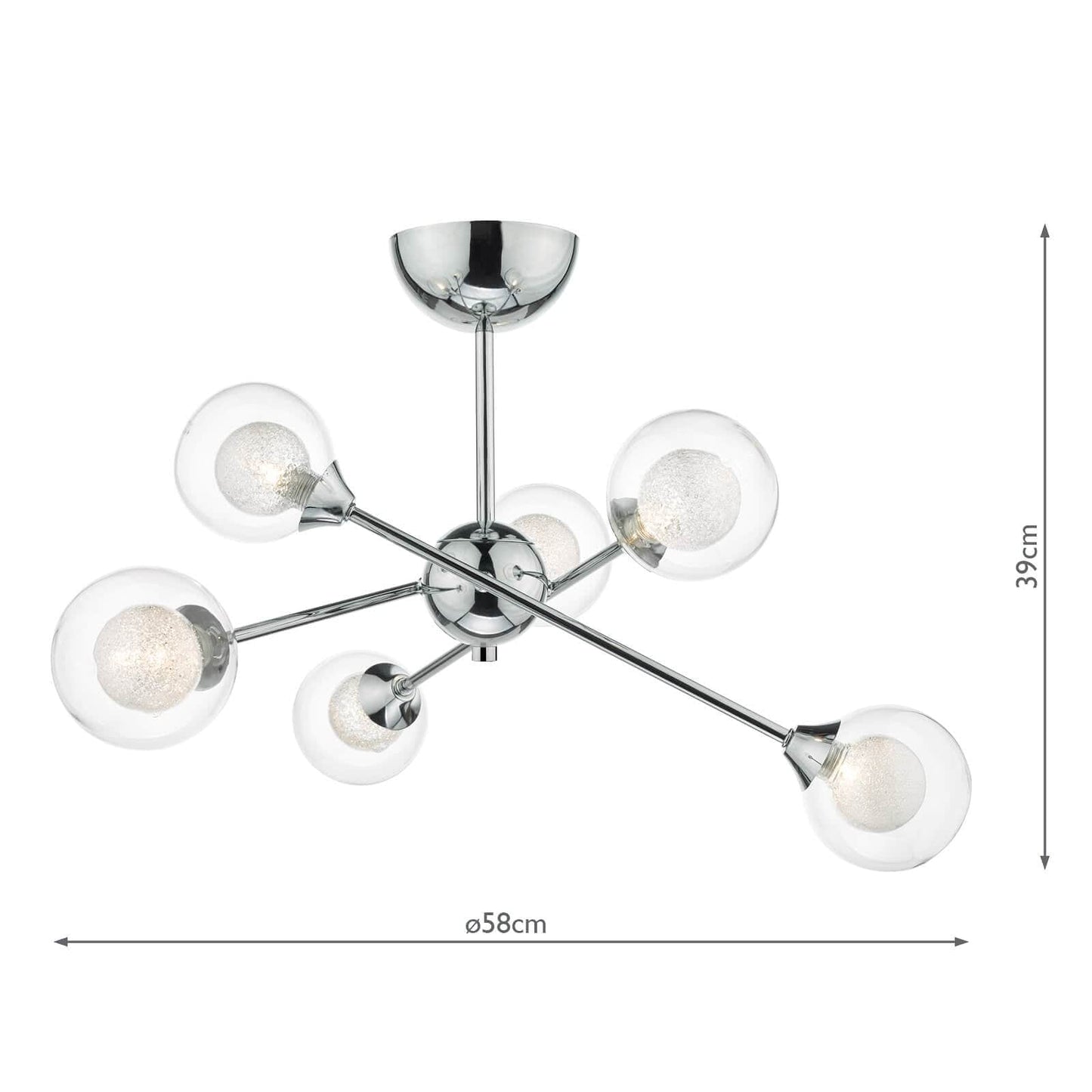 dar lighting Zeke 6 Light Semi Flush Polished Chrome ZEK0650