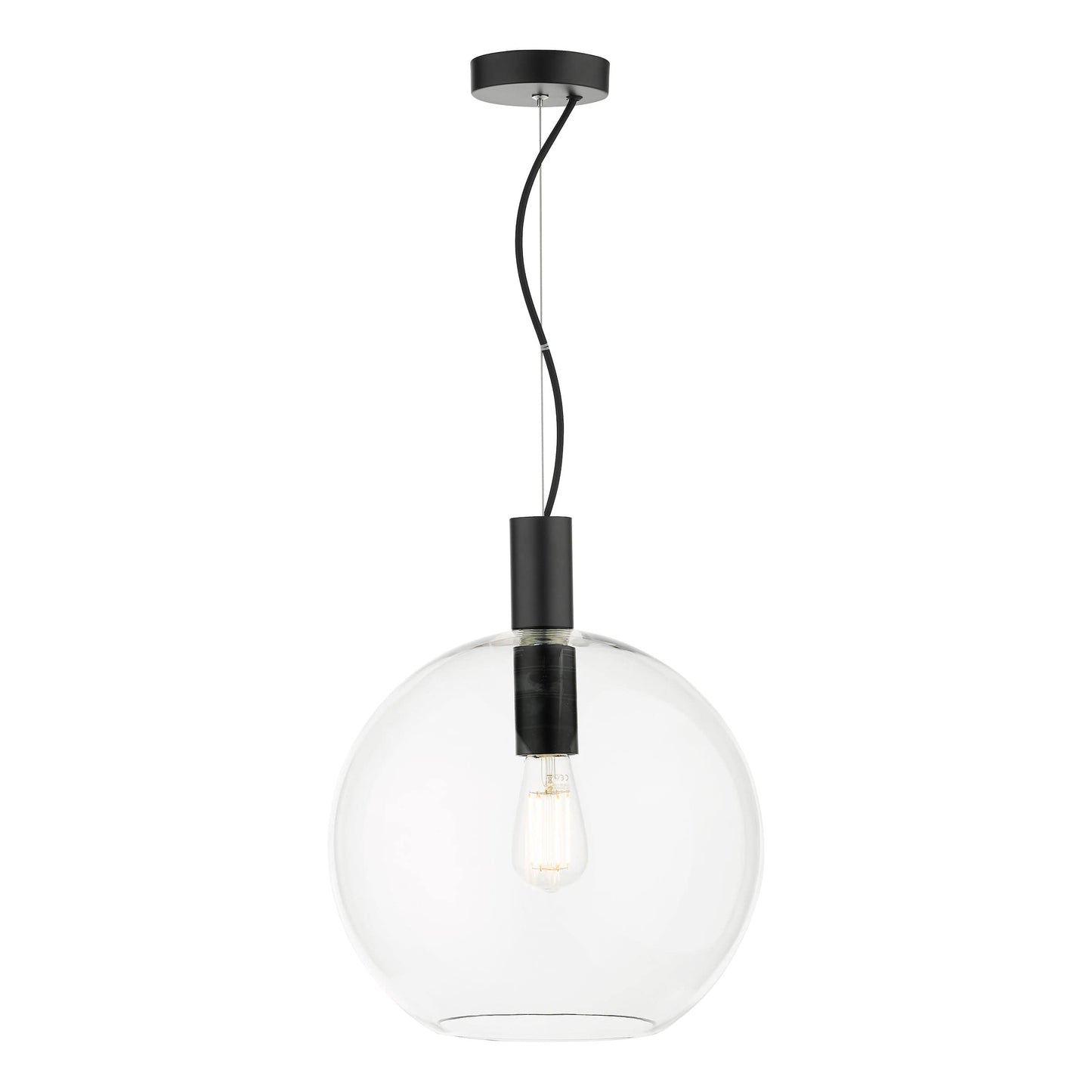 dar lighting Zula 1 Light Single Pendant Black Clear Glass ZUL0122
