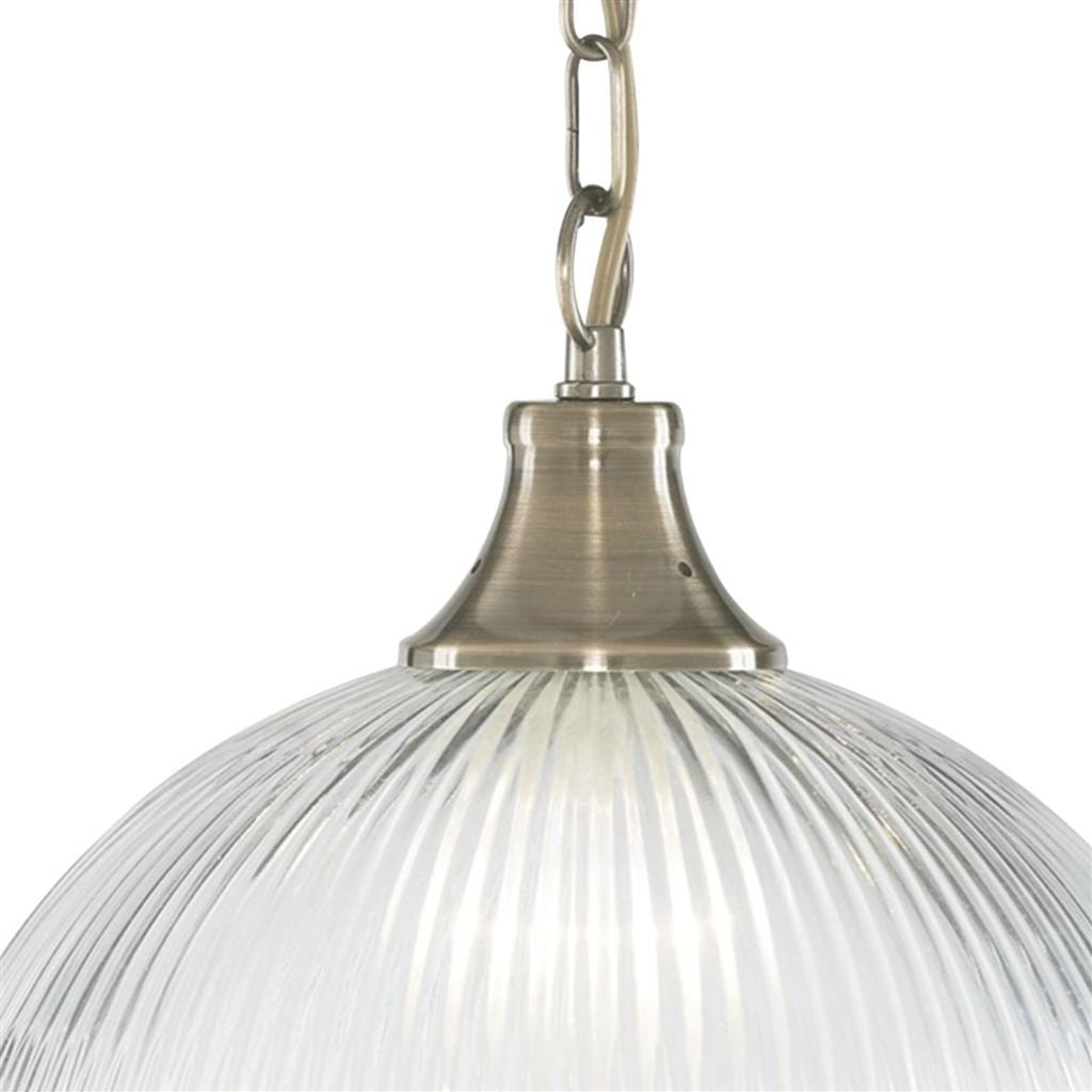 Searchlight American Diner Pendant - Antique Brass & Glass 9369