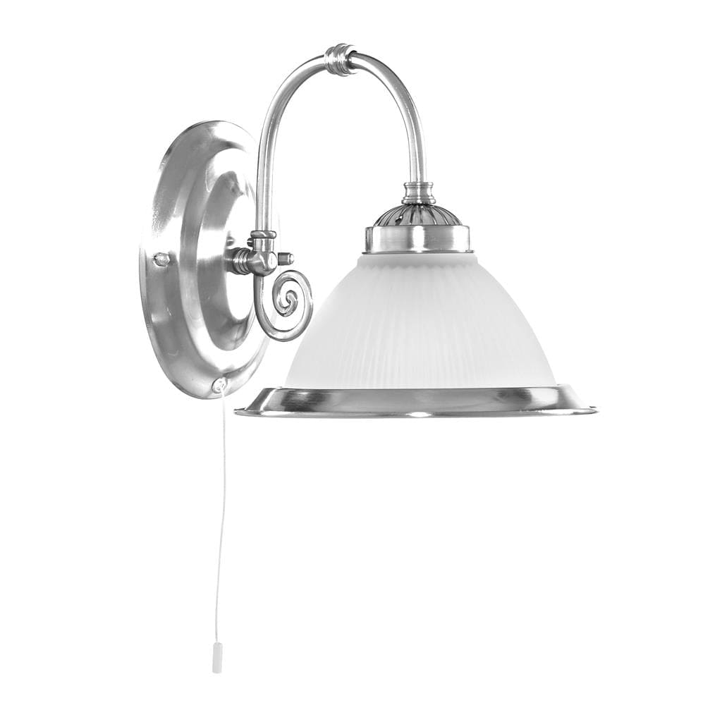 Searchlight American Diner Wall Light - Satin Silver Metal & Acid Glass 1041-1