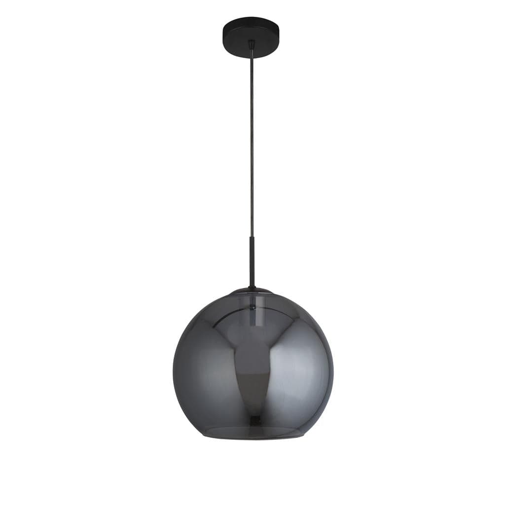 Searchlight Amsterdam Pendant - Black Metal & Smoked Glass 1031-1SM