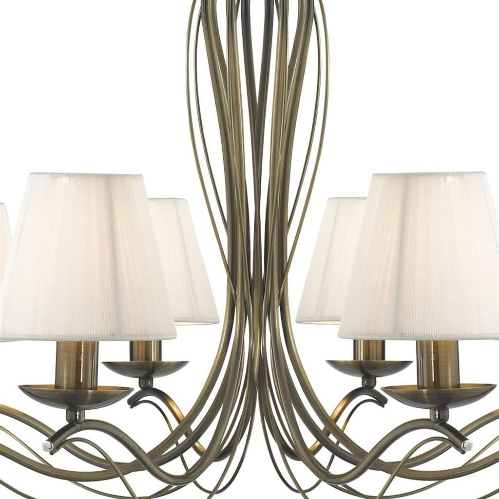 Searchlight Andretti 8Lt Pendant - Antique Brass & Ivory String Fabric 9828-8AB