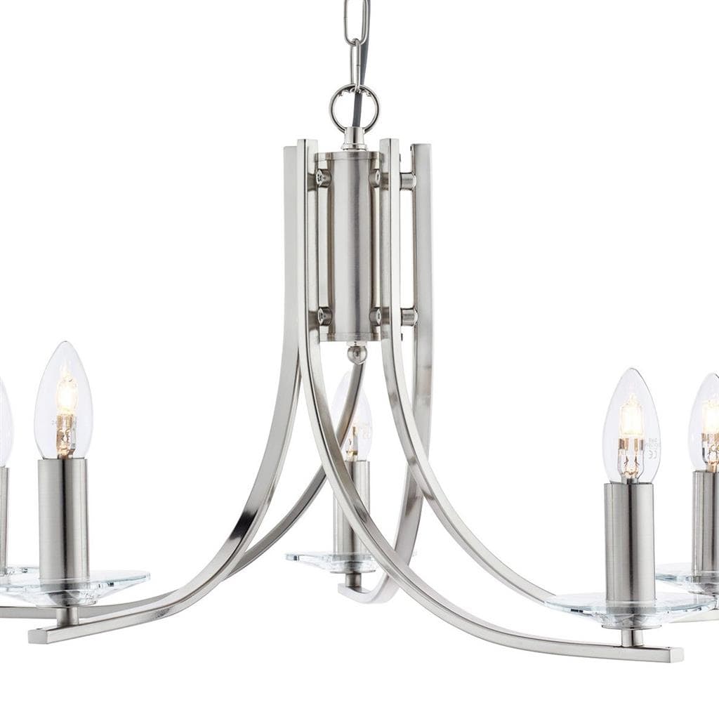 Searchlight Ascona 5Lt Pendant -
Satin Silver & Clear Glass Sconces 4165-5SS
