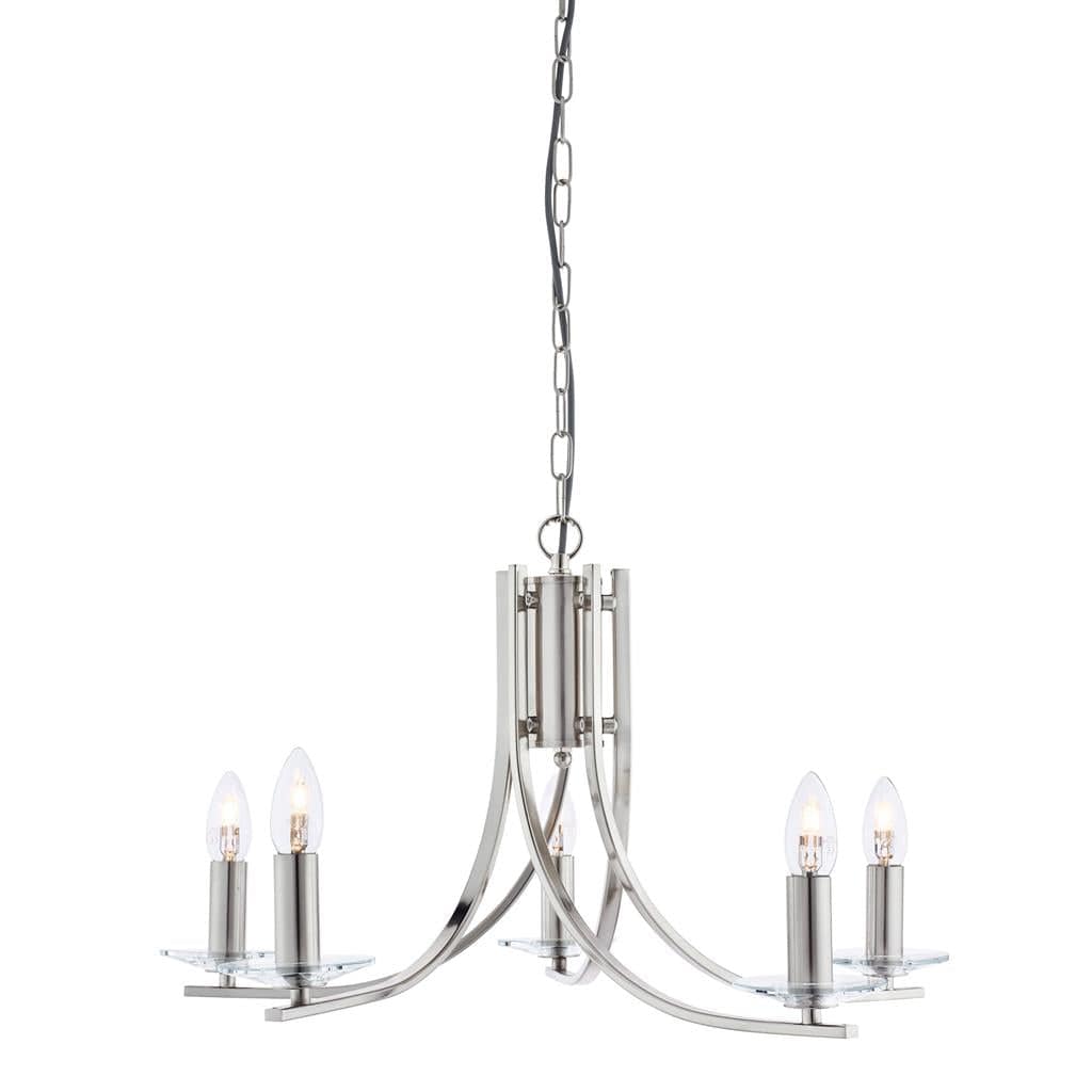 Searchlight Ascona 5Lt Pendant -
Satin Silver & Clear Glass Sconces 4165-5SS