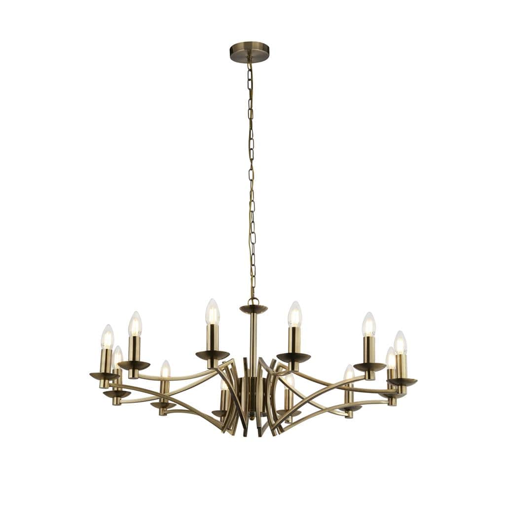 Searchlight Ascot 12Lt Pendant - Antique Brass Metal 41312-12AB