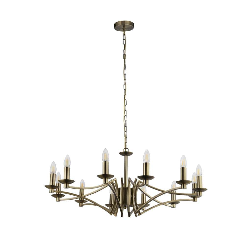 Searchlight Ascot 12Lt Pendant - Antique Brass Metal 41312-12AB