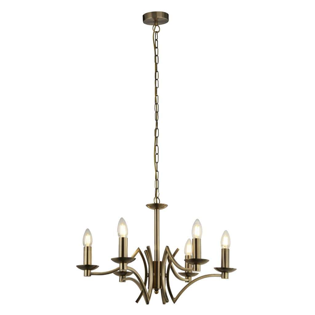 Searchlight Ascot 6Lt Pendant - Antique Brass Metal 41312-6AB