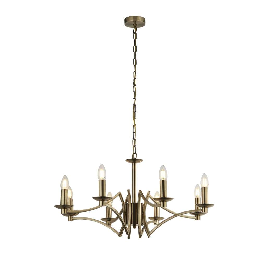 Searchlight Ascot 8Lt Pendant - Antique Brass Metal 41312-8AB