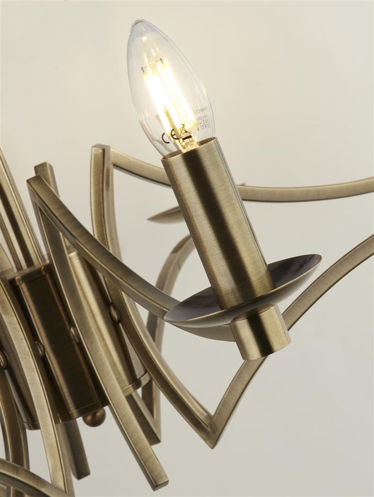 Searchlight Ascot 8Lt Pendant - Antique Brass Metal 41312-8AB