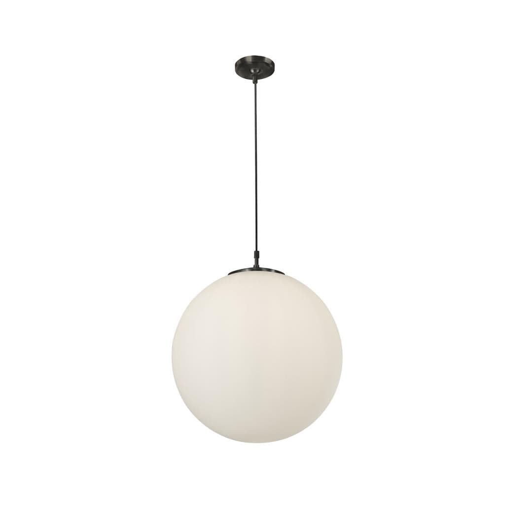 Searchlight Atom Pendant - Black Metal & Opal Glass 6088