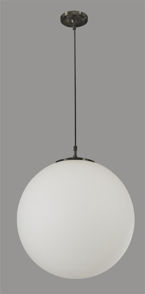 Searchlight Atom Pendant - Black Metal & Opal Glass 6088