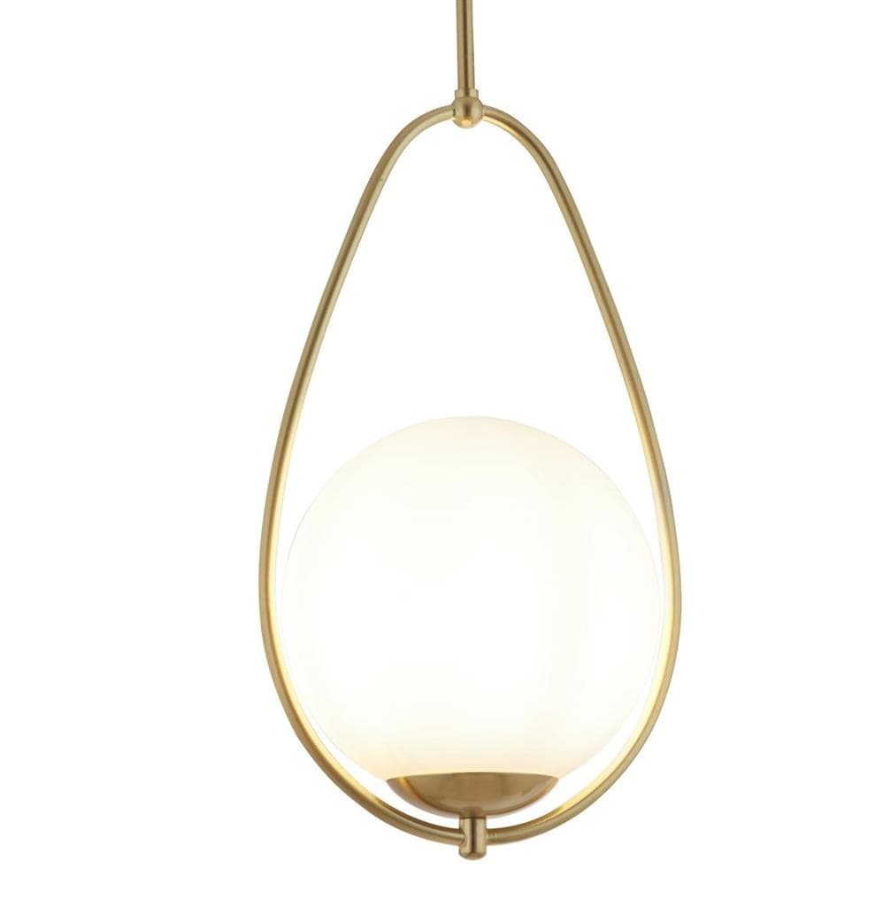 Searchlight Avalon Pendant - Gold Metal & Opal Glass 9171-1GO