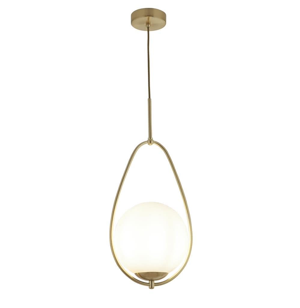 Searchlight Avalon Pendant - Gold Metal & Opal Glass 9171-1GO