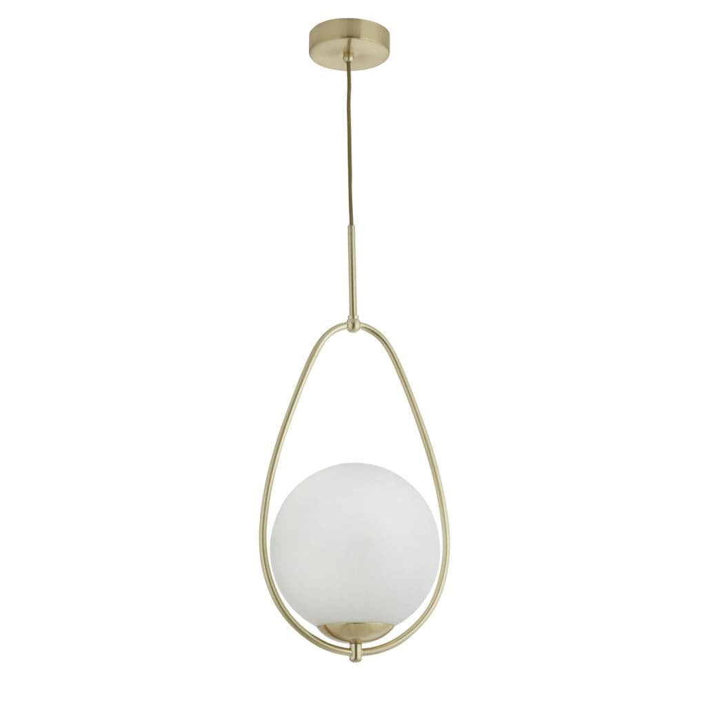 Searchlight Avalon Pendant - Gold Metal & Opal Glass 9171-1GO