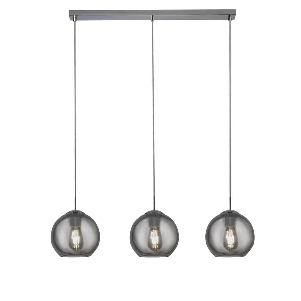 Searchlight Balls 3Lt Bar Pendant - Chrome Metal & Smoked Glass 1623-3SM