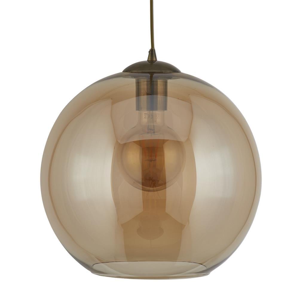 Searchlight Balls Pendant - Antique Brass Metal & Amber Glass 1621AM
