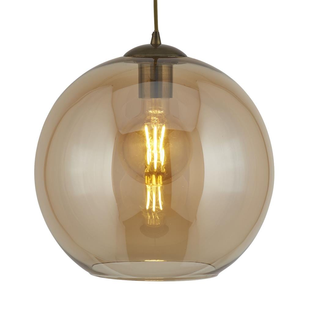 Searchlight Balls Pendant - Antique Brass Metal & Amber Glass 1621AM