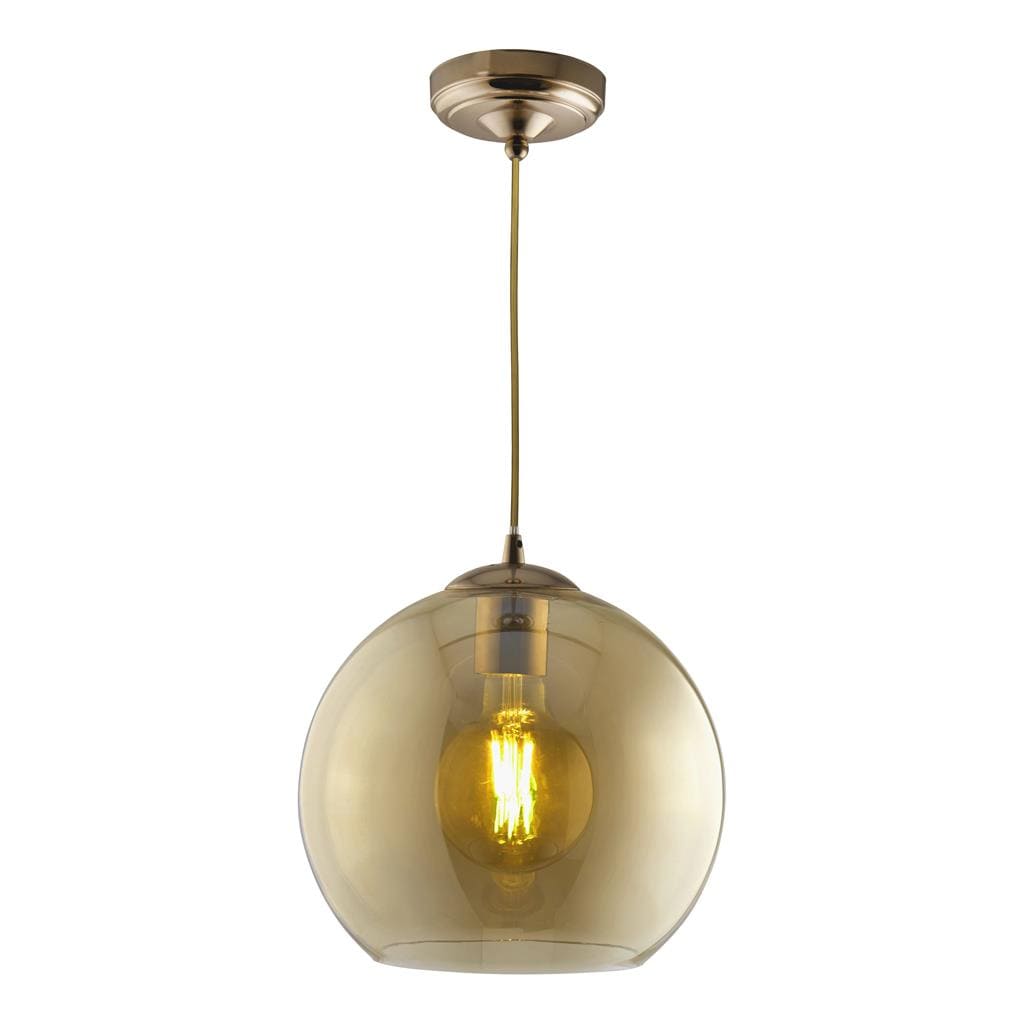 Searchlight Balls Pendant - Antique Brass Metal & Amber Glass 1632AM
