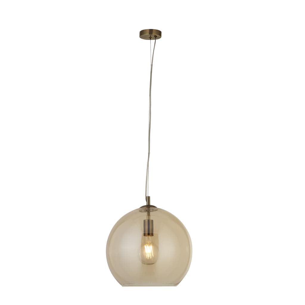 Searchlight Balls Pendant - Antique Brass Metal & Amber Glass 1635AM