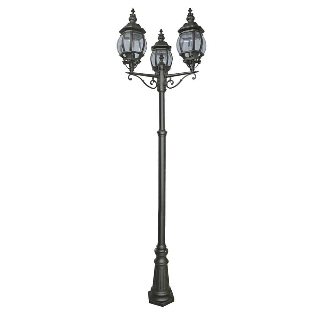 Searchlight Bel Aire Outdoor Post - Black Metal & Clear Glass 7173-3