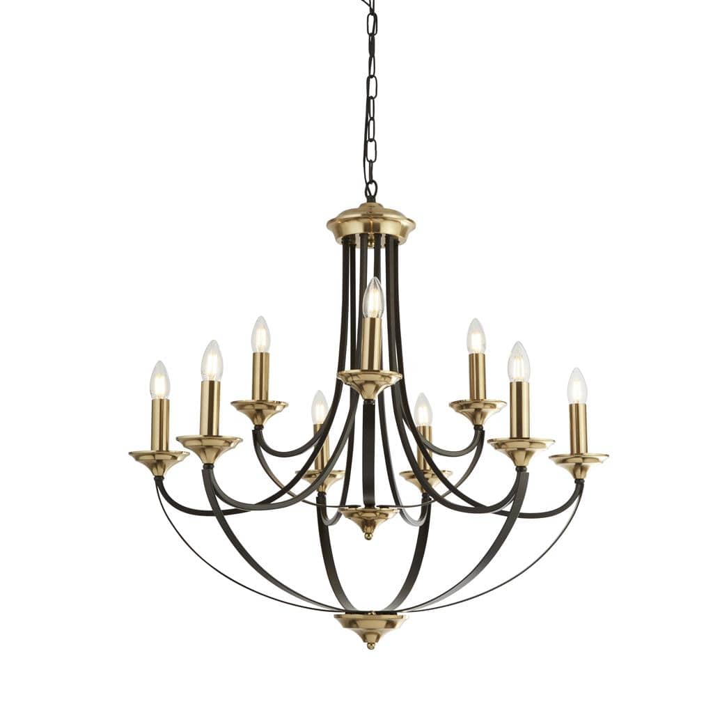 Searchlight Belfry 9Lt Pendant - Dark Bronze & Brown Metal 1849-9BZ