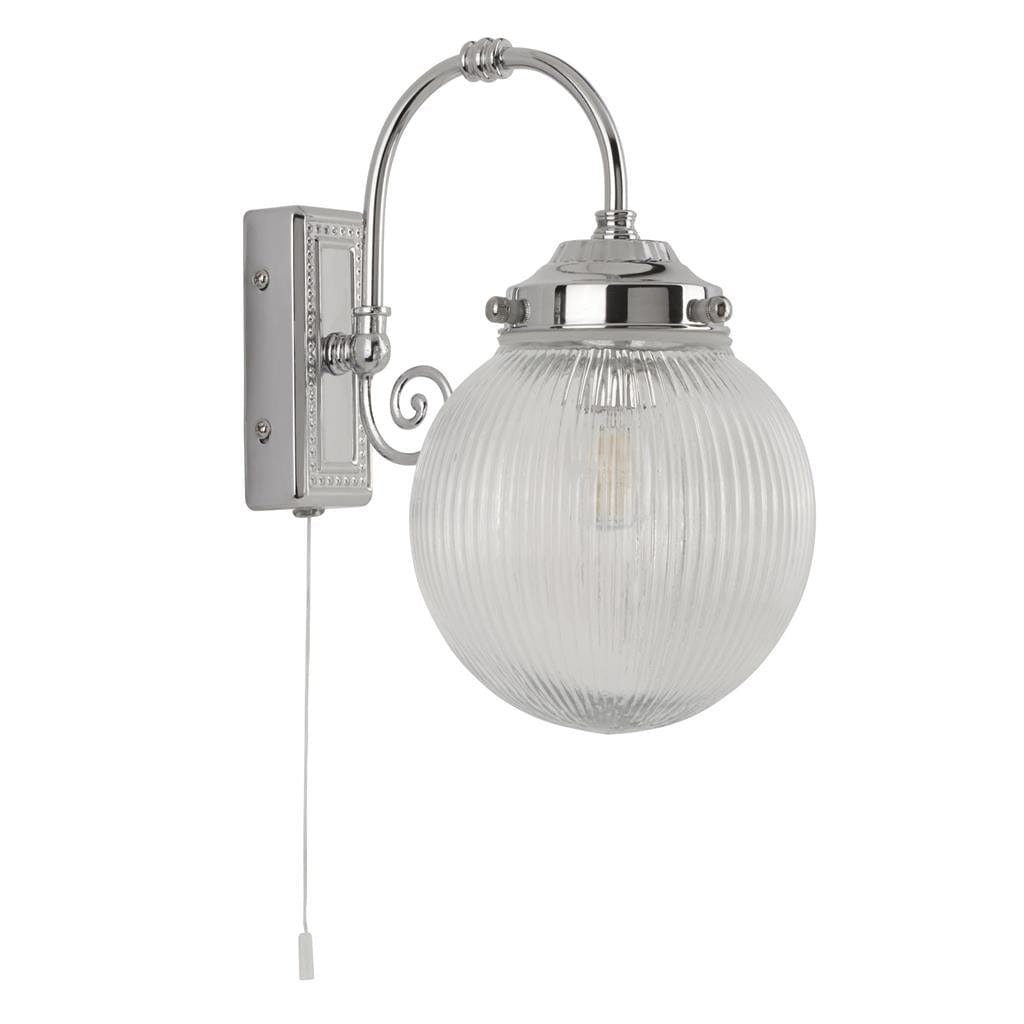 Searchlight Belvue Wall Light - Chrome Metal & Acid Glass 3259CC