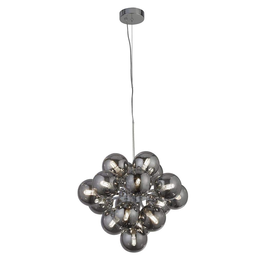 Searchlight Berry 17Lt Pendant - Chrome Metal & Smoked Glass 52131-17SM