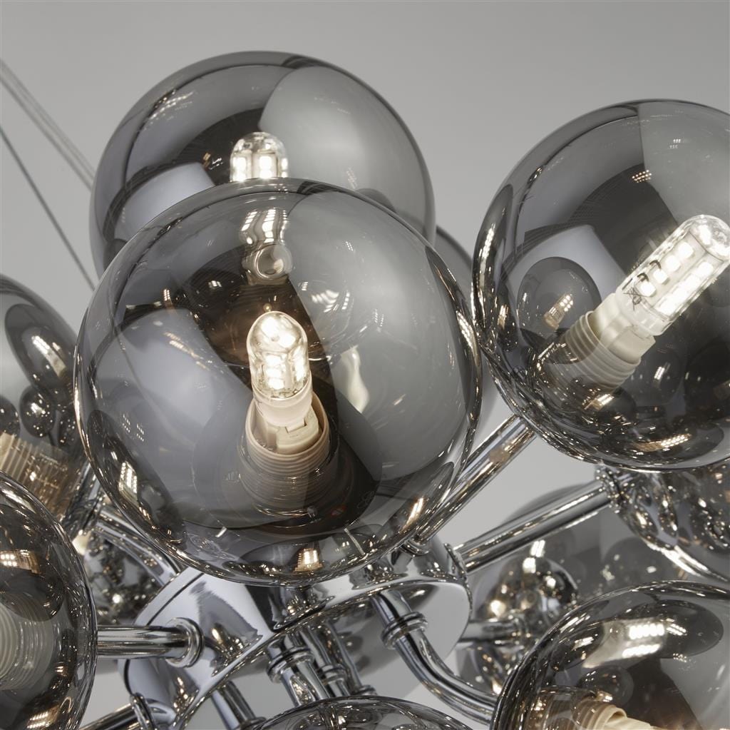 Searchlight Berry 17Lt Pendant - Chrome Metal & Smoked Glass 52131-17SM