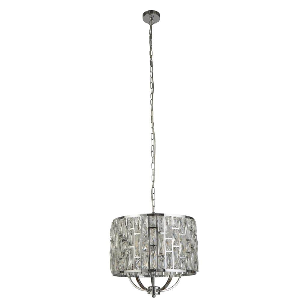 Searchlight Bijou 5Lt Pendant - Chrome Metal & Crystal Glass 6585-5CC