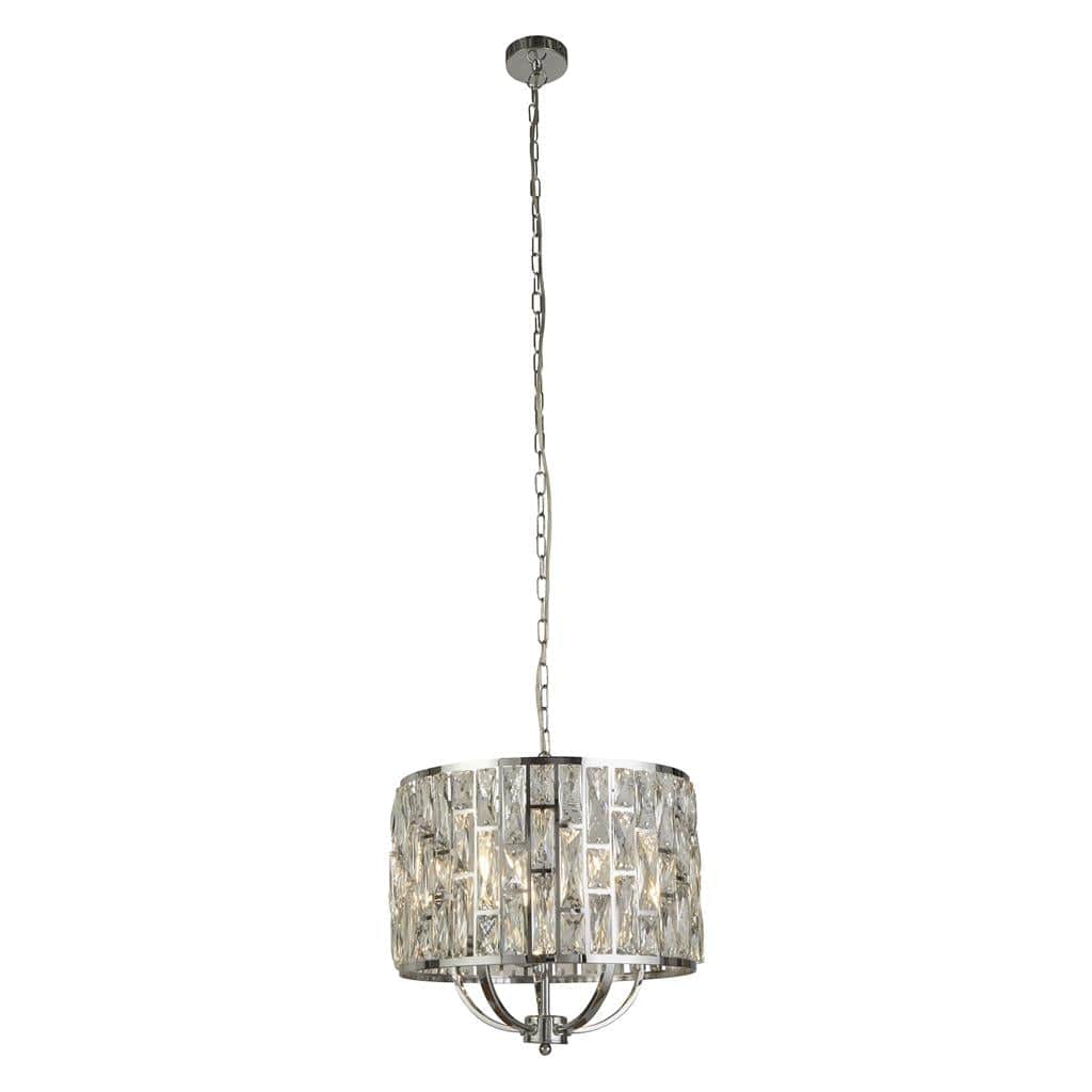 Searchlight Bijou 5Lt Pendant - Chrome Metal & Crystal Glass 6585-5CC