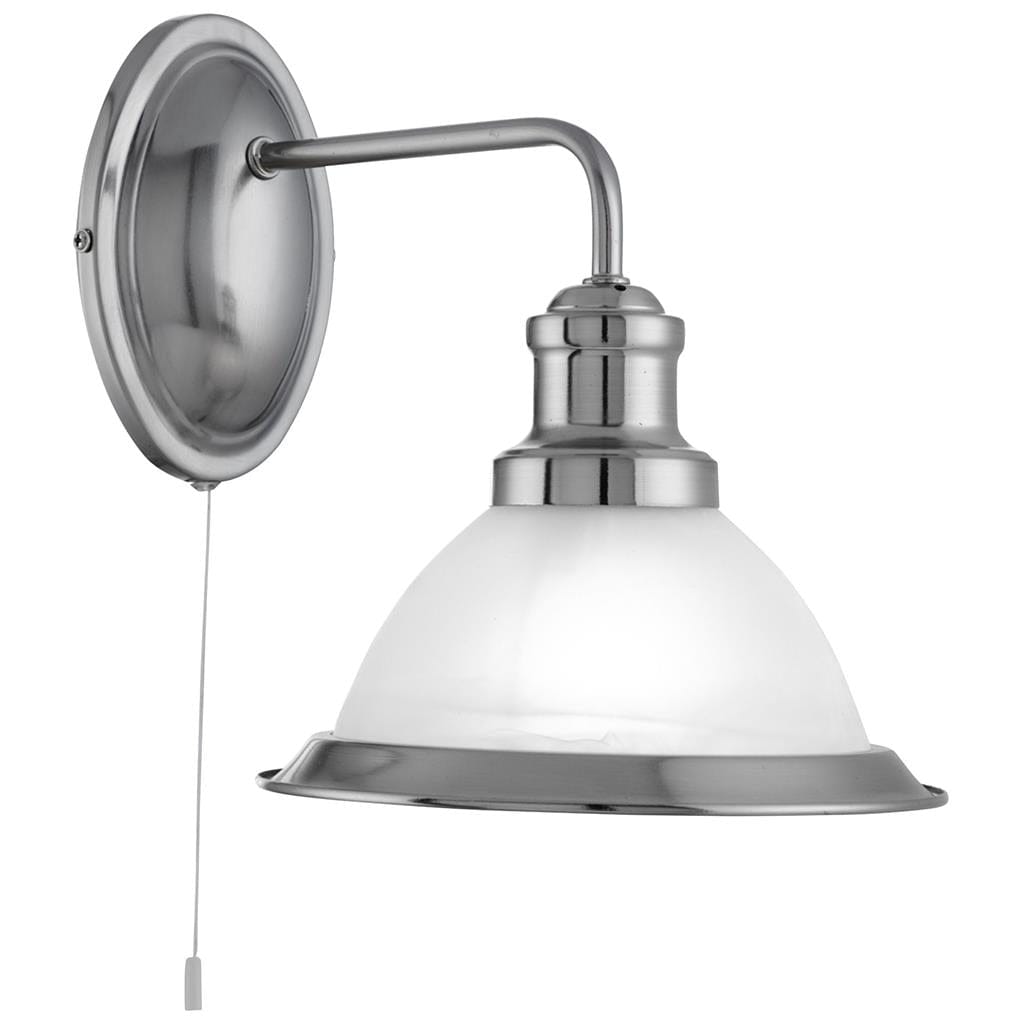 Searchlight Bistro Wall Light - Satin Silver Metal & Acid Glass 1481SS