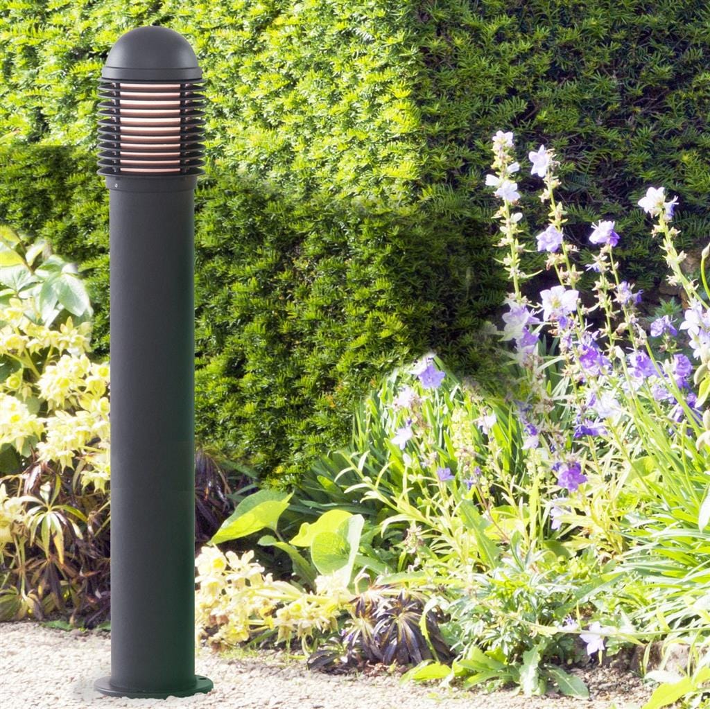 Searchlight Bollards Outdoor Post - Black Metal & White Polycarbonate 1086-730