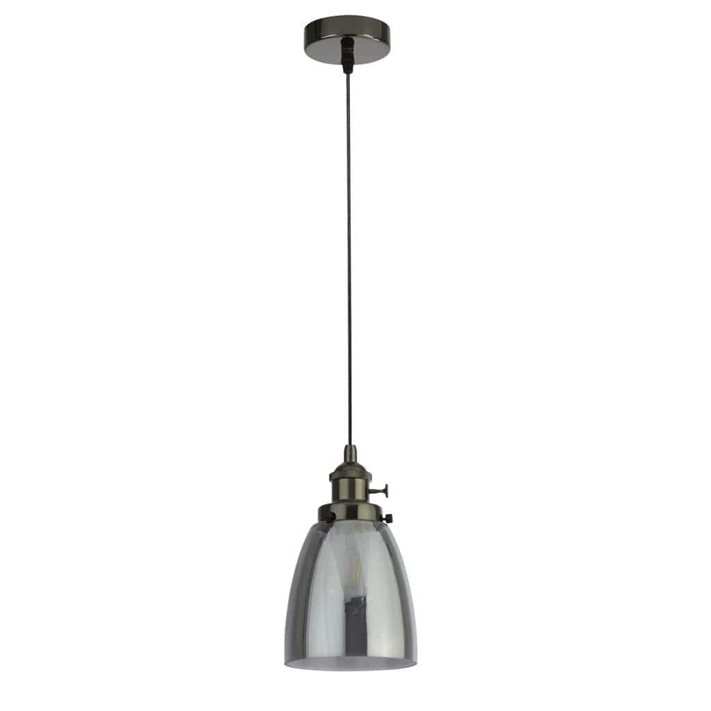Searchlight Camden Pendant - Black Chrome Metal & Smoked Glass 1921-1BC